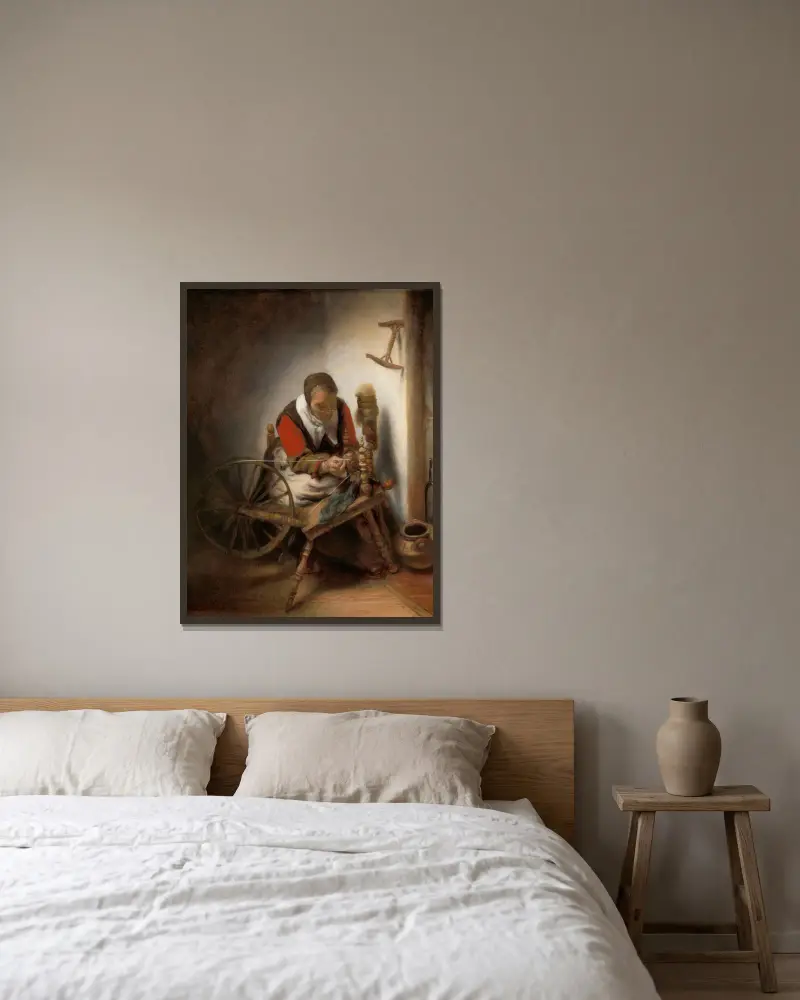 Prządki, Nicolaes Maes w ramie na ścianie
