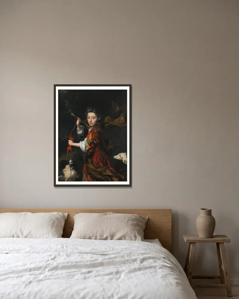 Porträtt av en ung adelsman av Nicolaes Maes inramad på en vägg