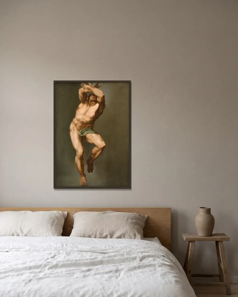 Männliche Figur. Nach Michelangelo von Nicolai Abildgaard gerahmt an einer Wand