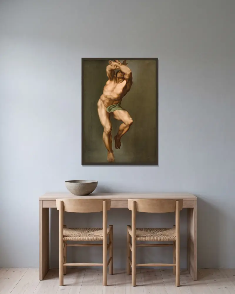 Männliche Figur. Nach Michelangelo von Nicolai Abildgaard gerahmt an einer Wand