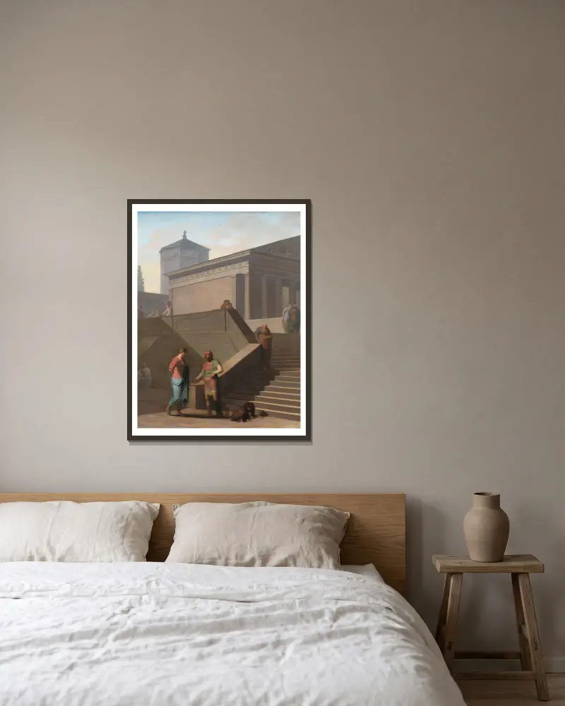 Pamphilius und sein Diener Davus. Aus Terenz' Andria von Nicolai Abildgaard gerahmt an einer Wand