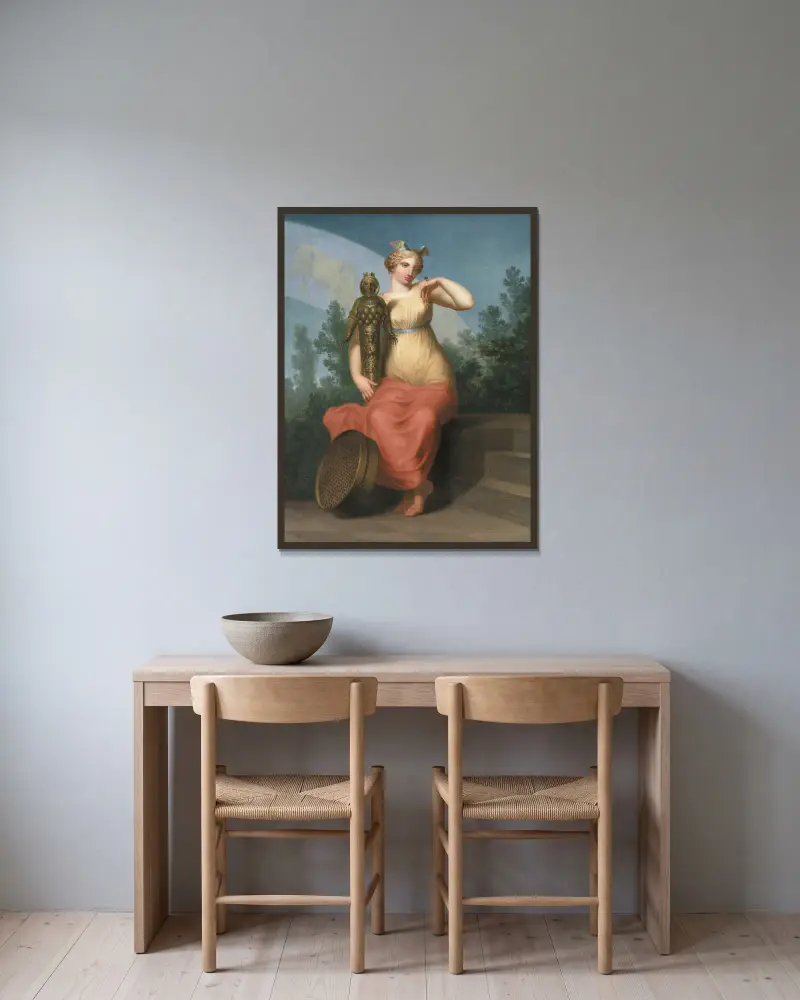 Philosophy. Allegorical figure. av Nicolai Abildgaard inramad på en vägg