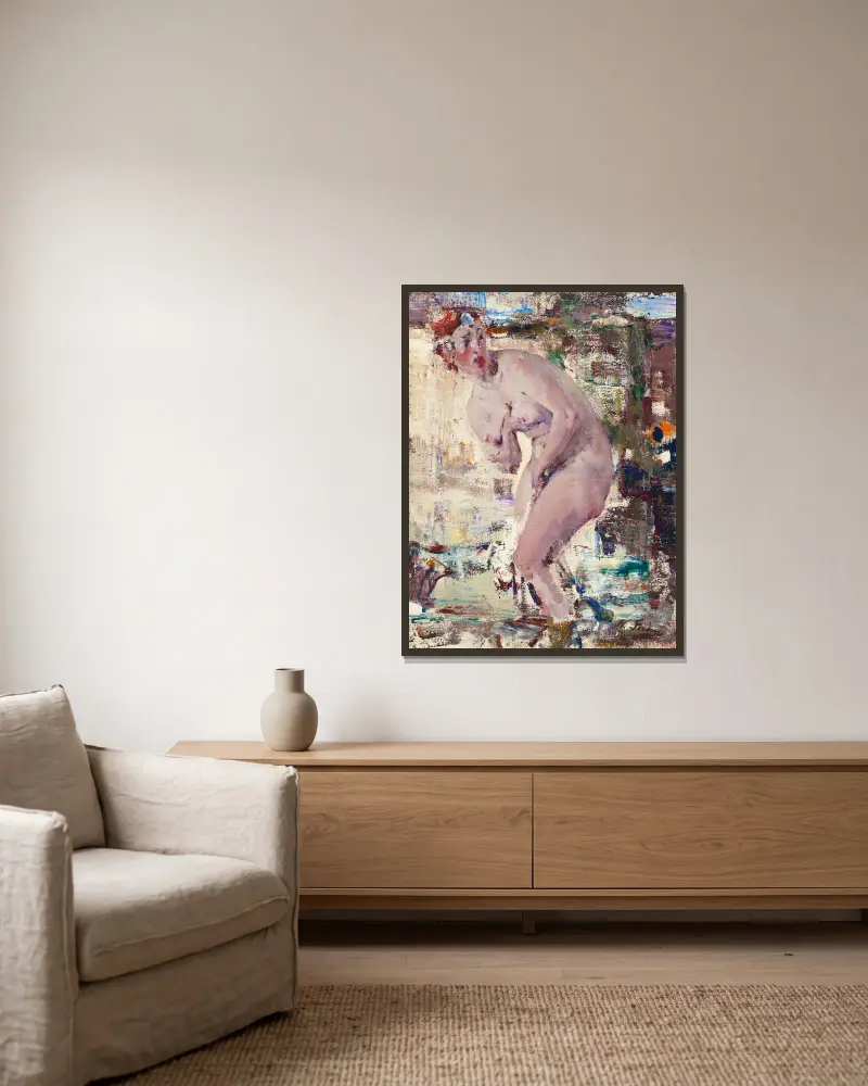 Akt im Fluss von Nicolai Fechin gerahmt an einer Wand