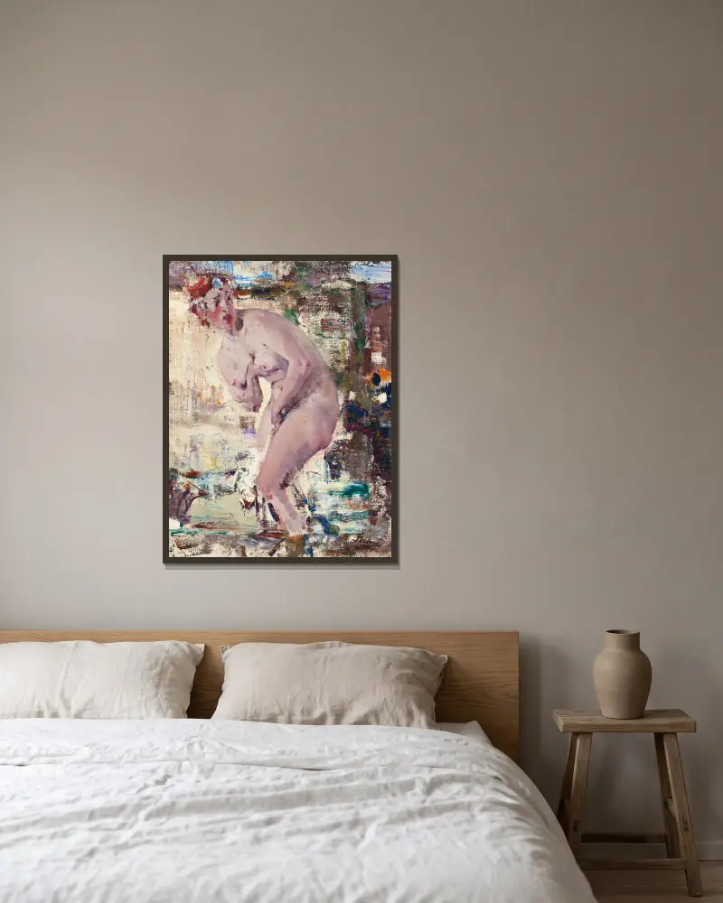 Akt im Fluss von Nicolai Fechin gerahmt an einer Wand