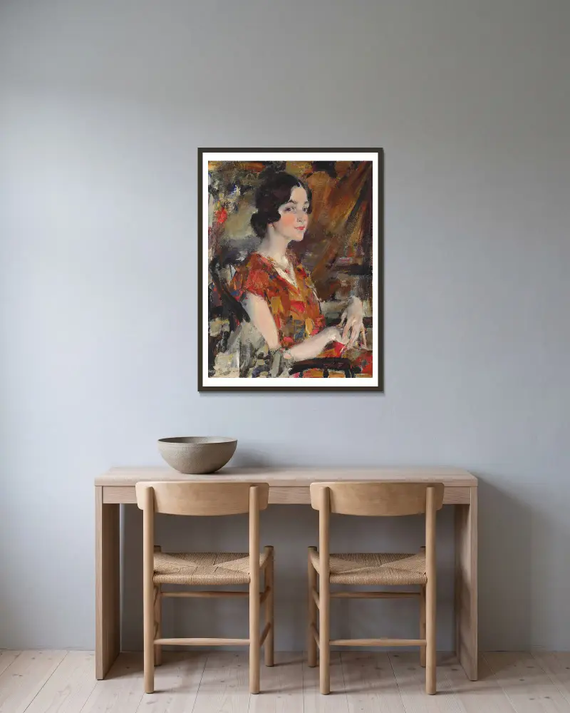 Porträtt av Kate av Nicolai Fechin inramad på en vägg