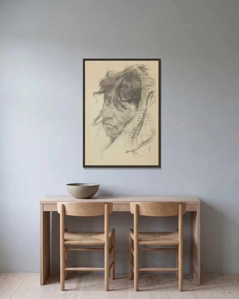 Untitled av Nicolai Fechin inramad på en vägg