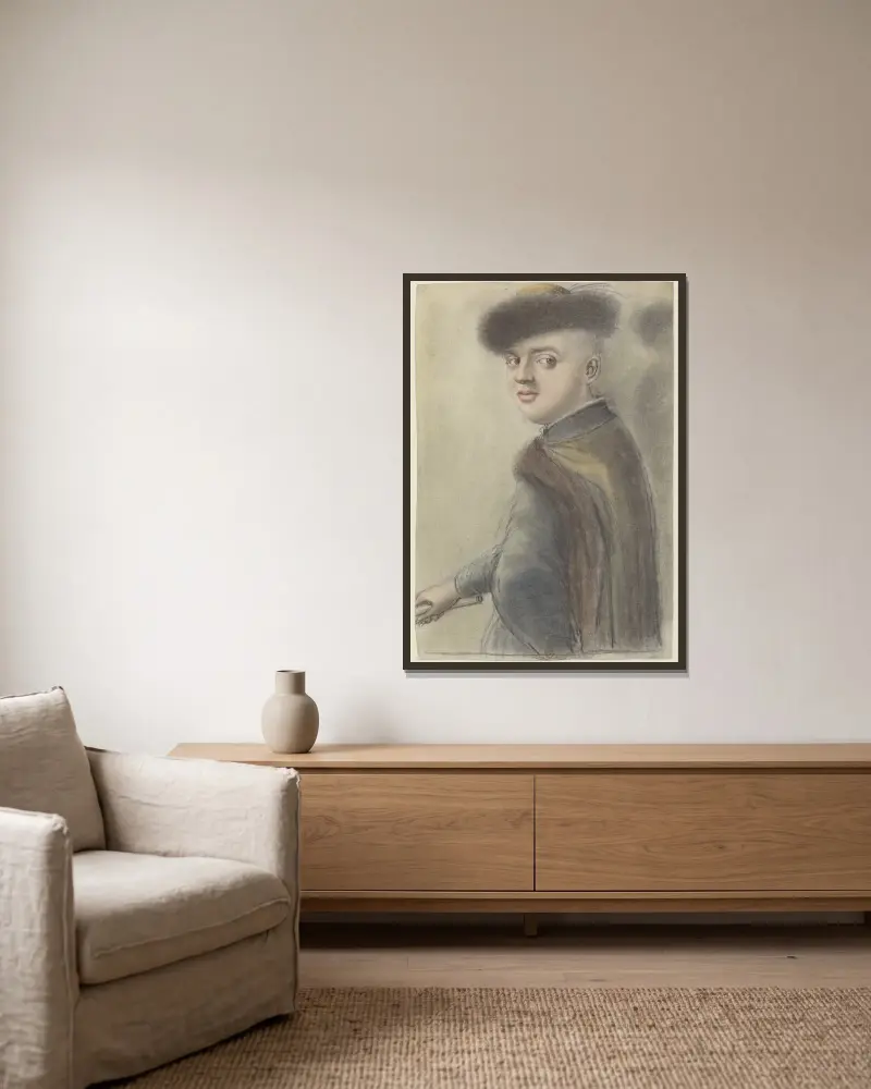 Junger Pole im Dreiviertelprofil nach links von Nicolas Lagneau gerahmt an einer Wand