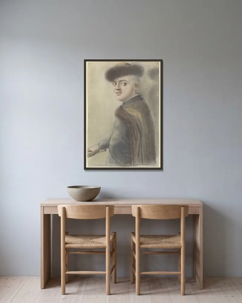 Junger Pole im Dreiviertelprofil nach links von Nicolas Lagneau gerahmt an einer Wand