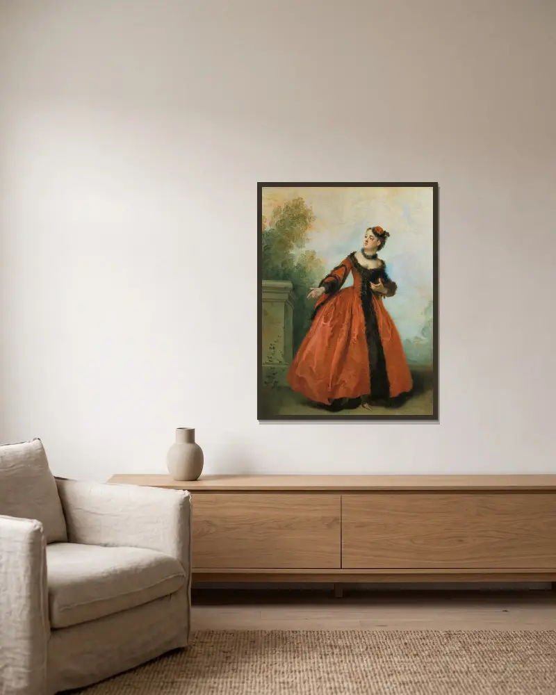 The Beautiful Greek (La Belle Grecque) av Nicolas Lancret inramad på en vägg