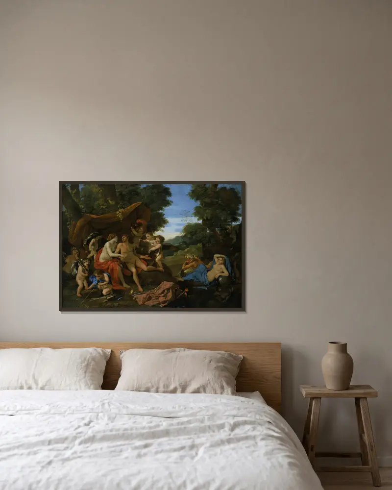 Mars and Venus av Nicolas Poussin inramad på en vägg