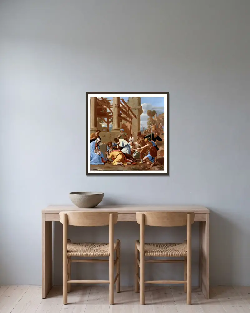 The Adoration Of The Magi von Nicolas Poussin gerahmt an einer Wand