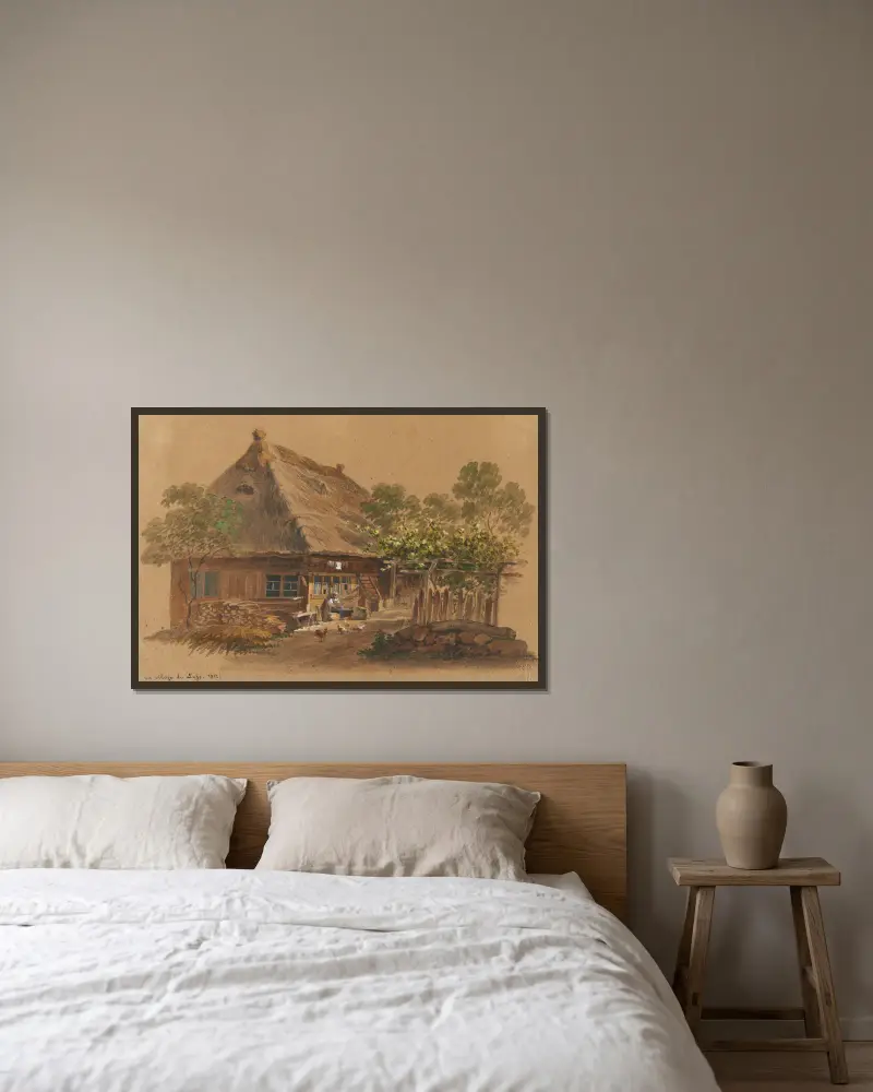 Au village de Lyss av Franz Niklaus König inramad på en vägg