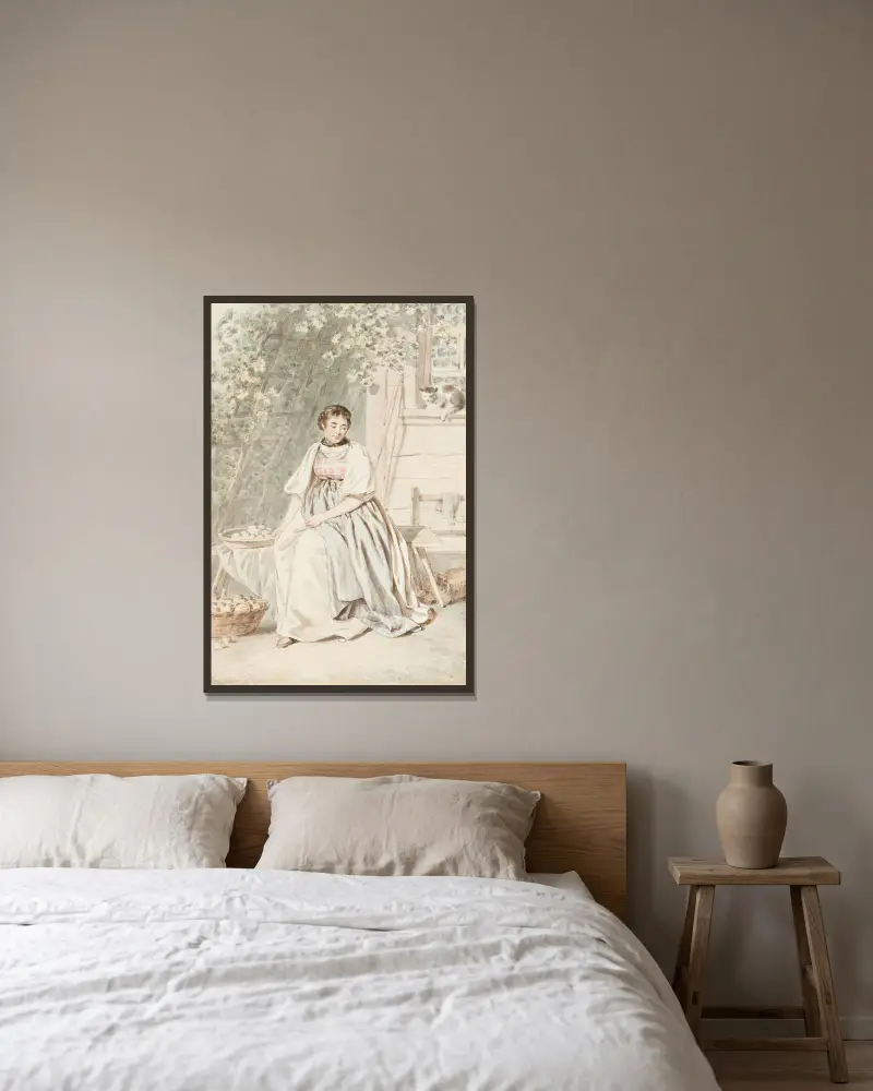 Bäuerin von Oberhasli, 1798 – Nr. 1 von Franz Niklaus König gerahmt an einer Wand