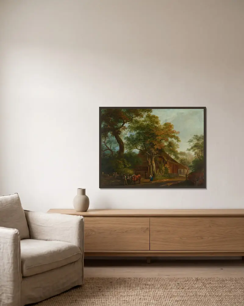 Bauern bei der Heuernte von Franz Niklaus König gerahmt an einer Wand
