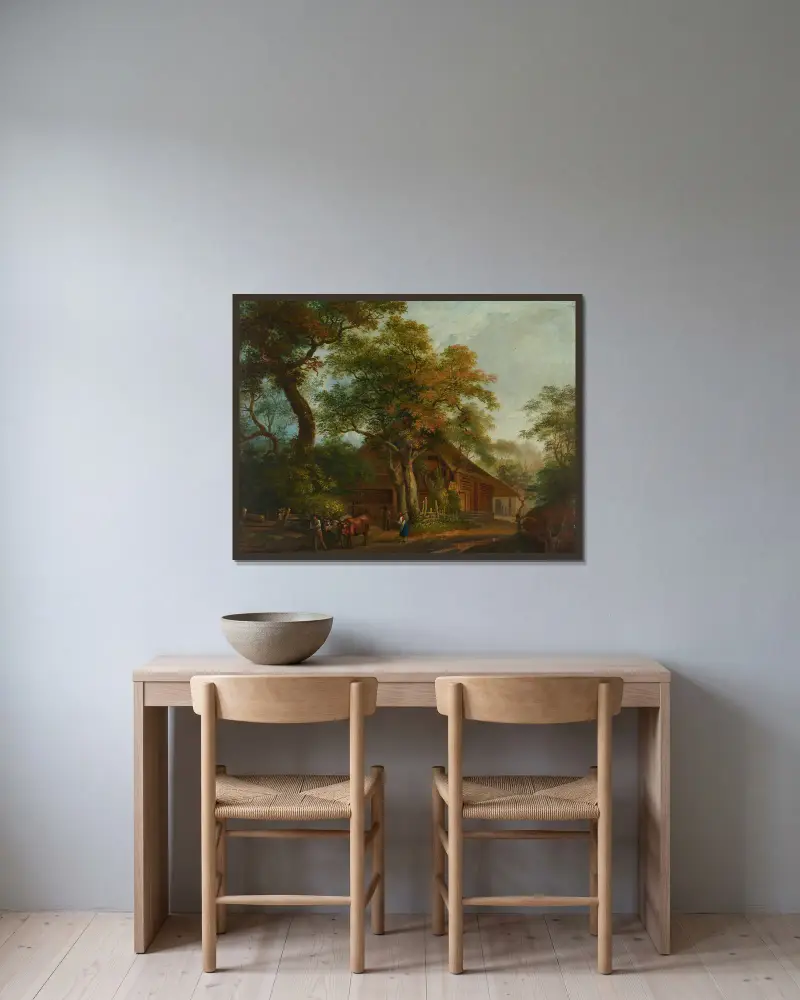 Bauern bei der Heuernte von Franz Niklaus König gerahmt an einer Wand
