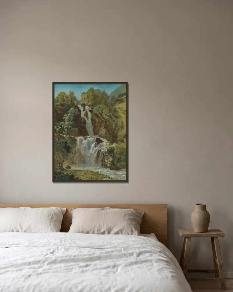 Unterer Reichenbachfall im Oberhaslital von Franz Niklaus König gerahmt an einer Wand