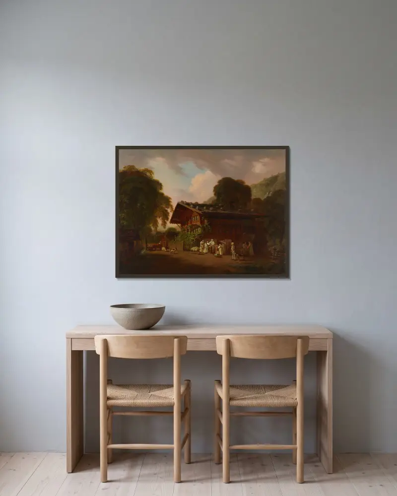 Die arbeitsame Familie – Nr. 1 von Franz Niklaus König gerahmt an einer Wand