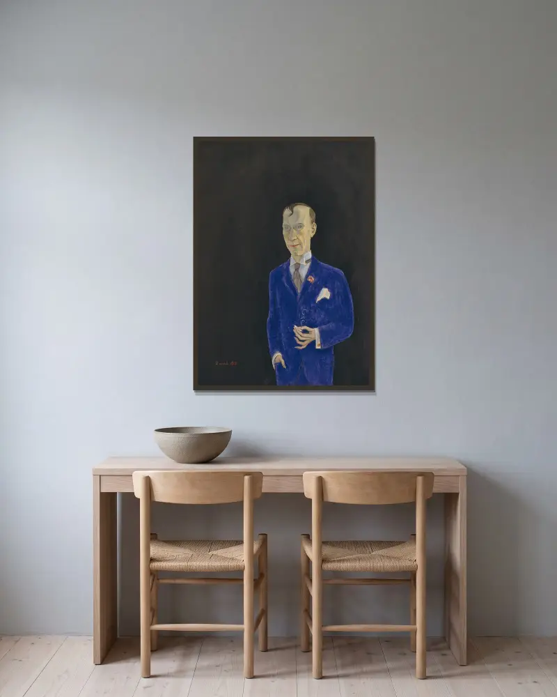 David Sprengel, 1880–1941, skribent, kritiker av Nils Dardel inramad på en vägg