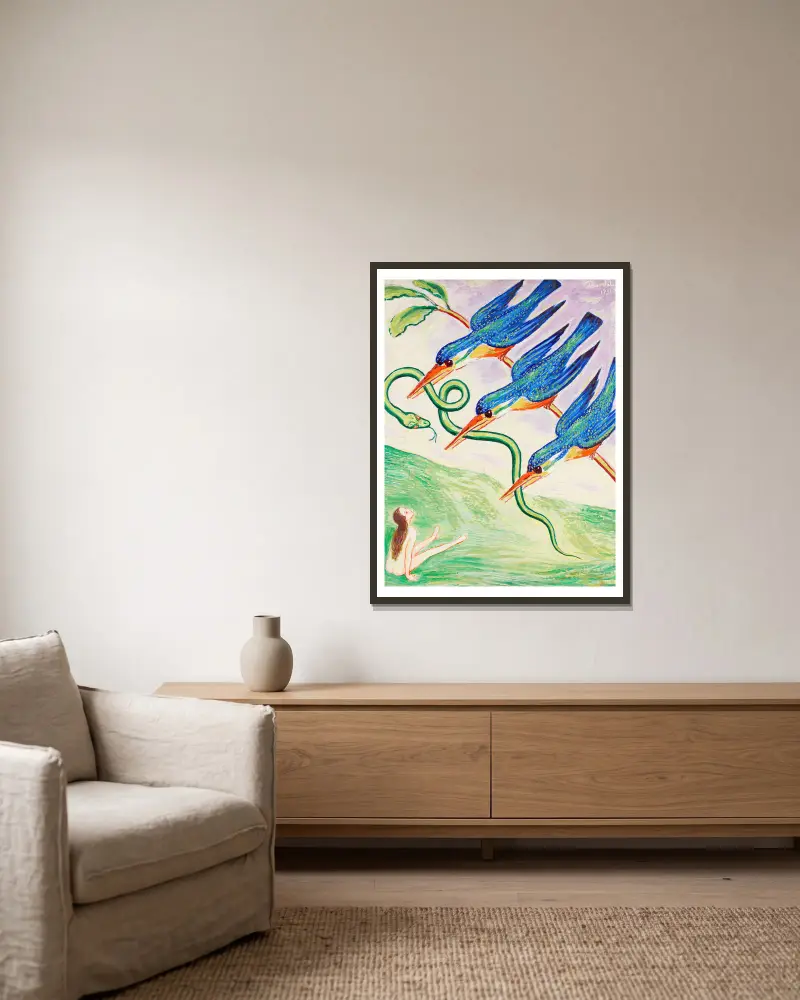 Den bortrövade ormen av Nils Dardel inramad på en vägg