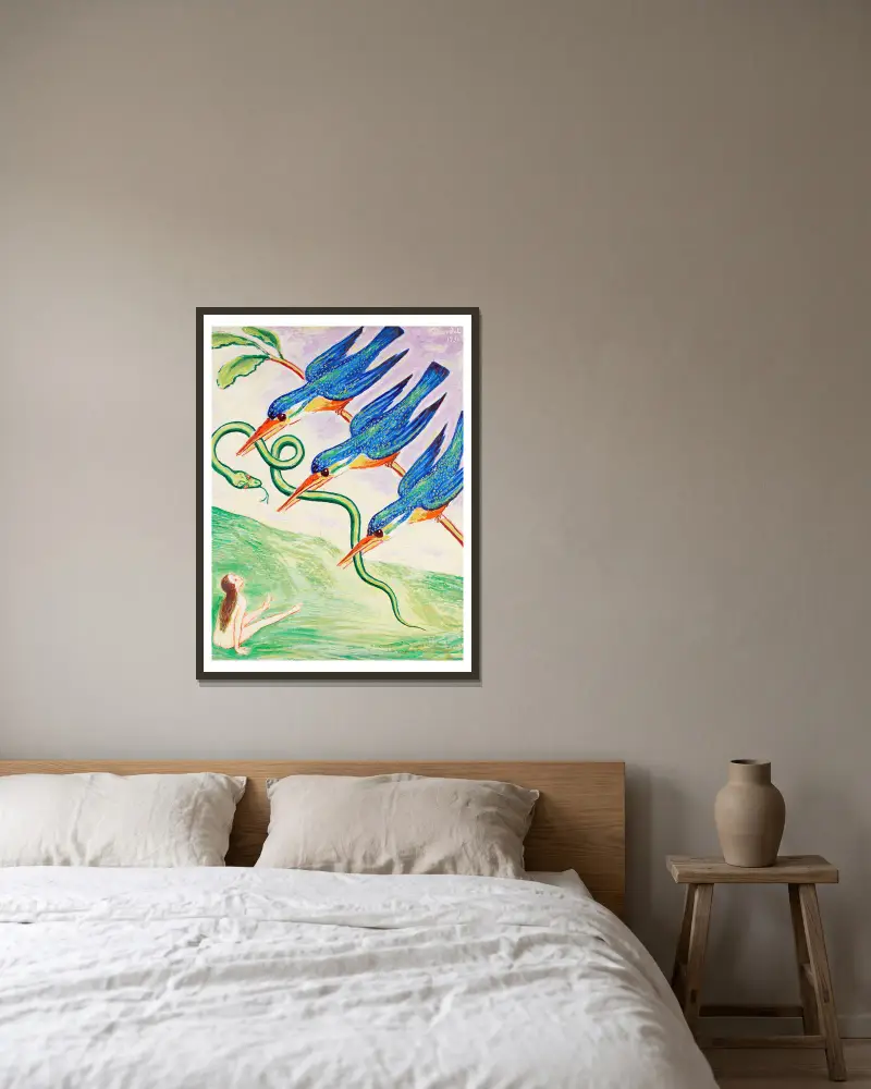 Den bortrövade ormen av Nils Dardel inramad på en vägg
