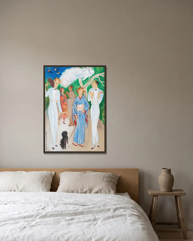 Påfåglar av Nils Dardel inramad på en vägg