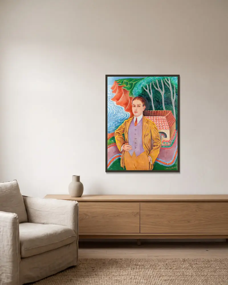 Rolf De Maré (1888-1964) av Nils Dardel inramad på en vägg