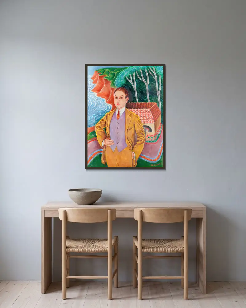 Rolf De Maré (1888-1964) av Nils Dardel inramad på en vägg