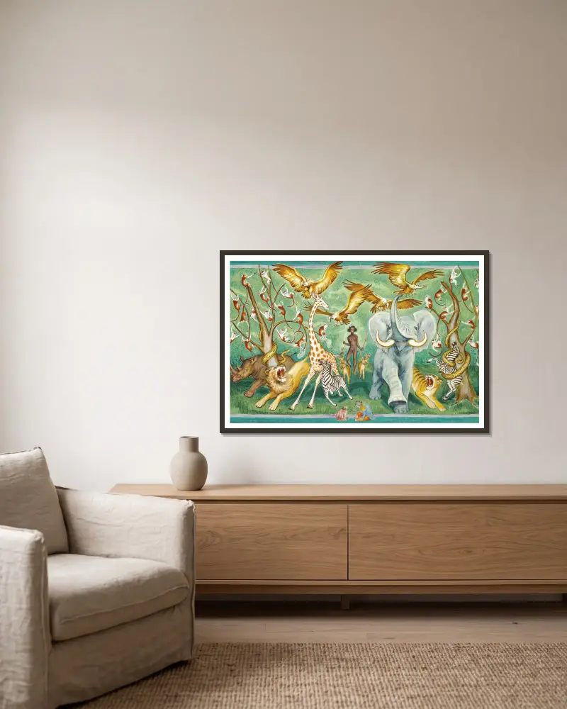 Svarta Diana av Nils Dardel inramad på en vägg