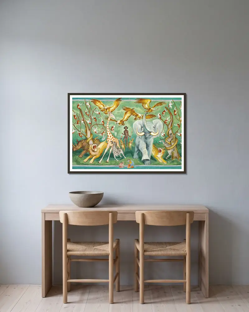 Svarta Diana av Nils Dardel inramad på en vägg