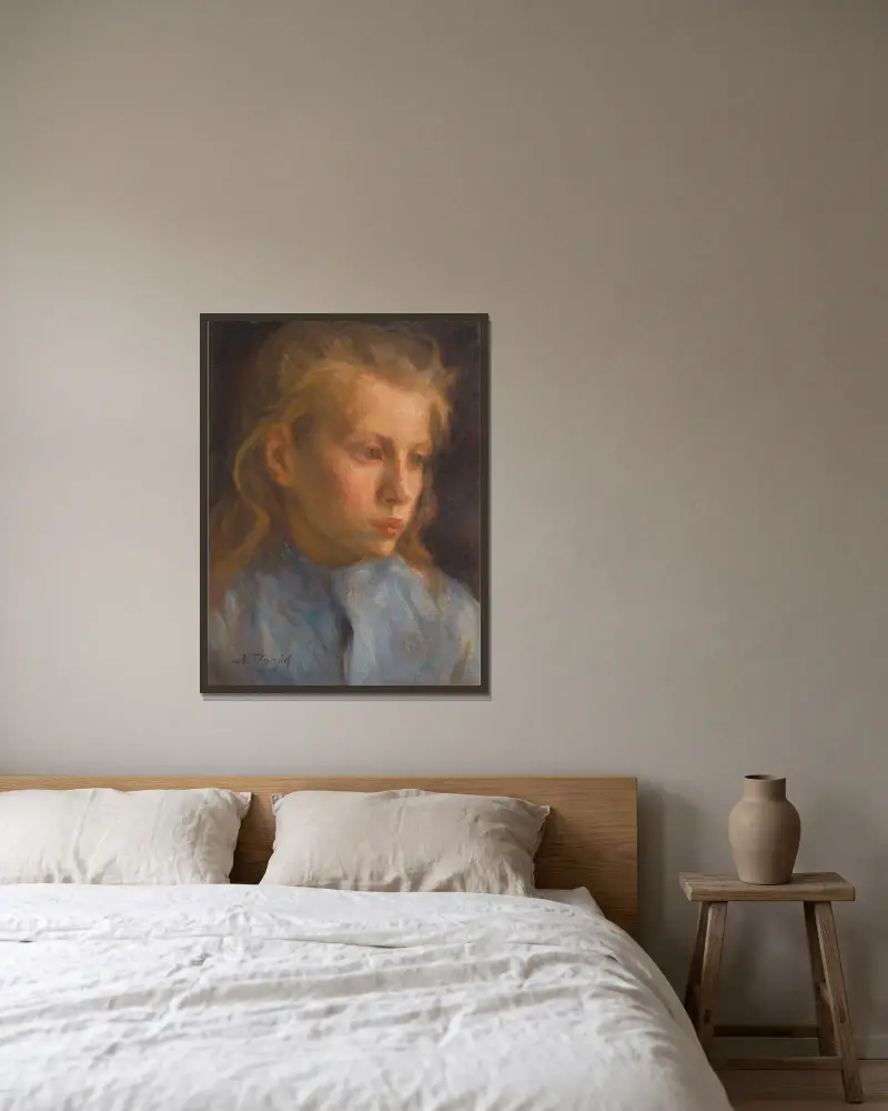 Torparflicka av Nils Dardel inramad på en vägg
