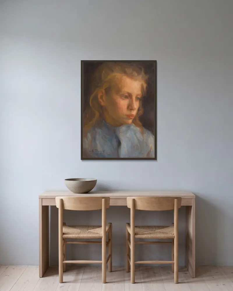 Torparflicka av Nils Dardel inramad på en vägg