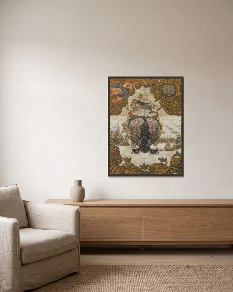 „Historische Rücken“, zweite Serie; Karl X. von Schweden von Nils Kreuger gerahmt an einer Wand