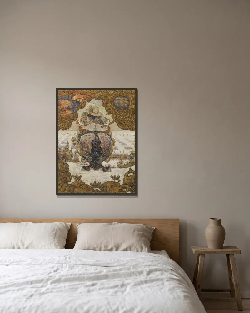 „Historische Rücken“, zweite Serie; Karl X. von Schweden von Nils Kreuger gerahmt an einer Wand