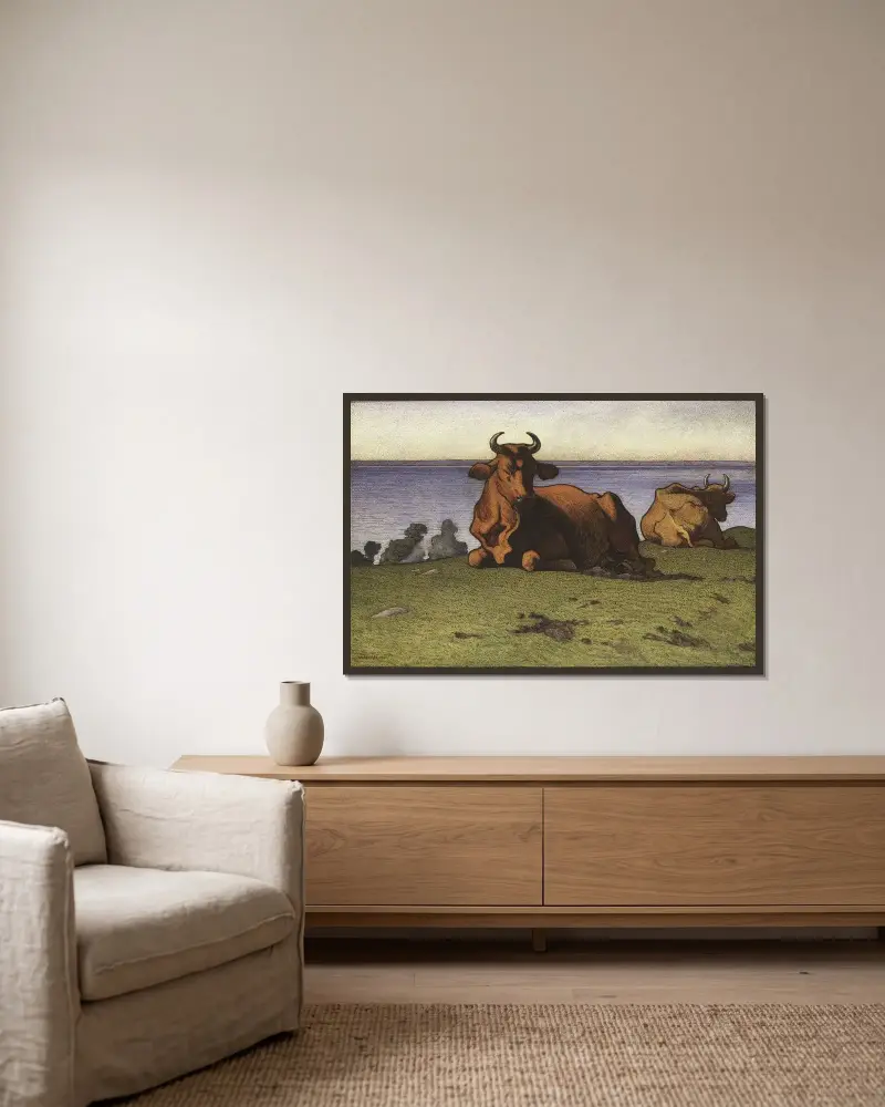Resting Cows. Motif from Öland, Nils Kreuger w ramie na ścianie