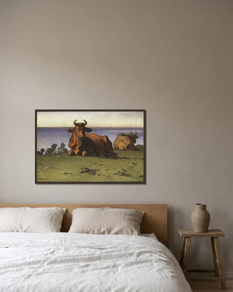Resting Cows. Motif from Öland, Nils Kreuger w ramie na ścianie