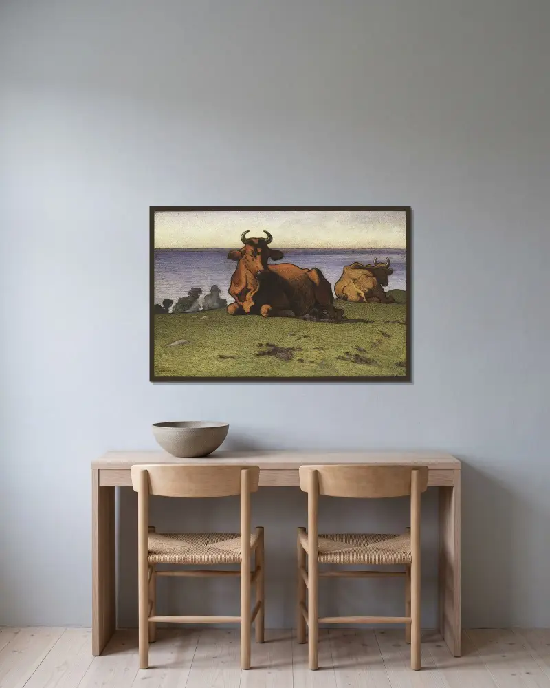 Resting Cows. Motif from Öland, Nils Kreuger w ramie na ścianie