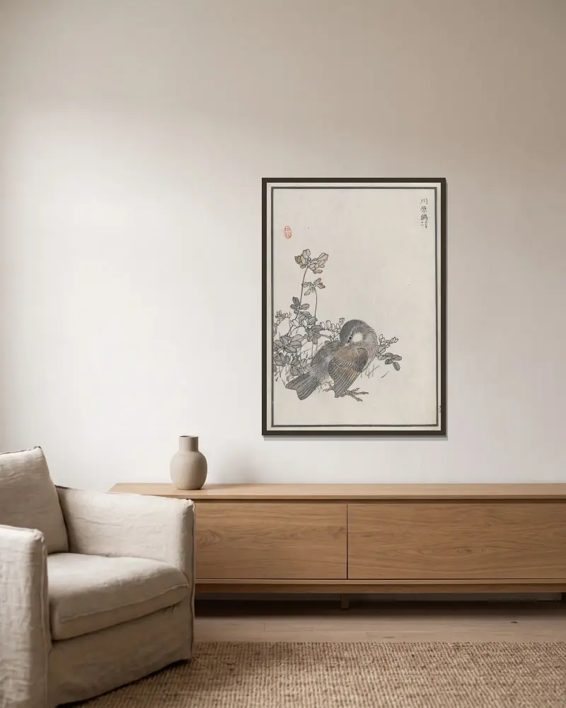 Bairei hyakuchō gafu. Ten Pl.05 von Kōno Bairei gerahmt an einer Wand