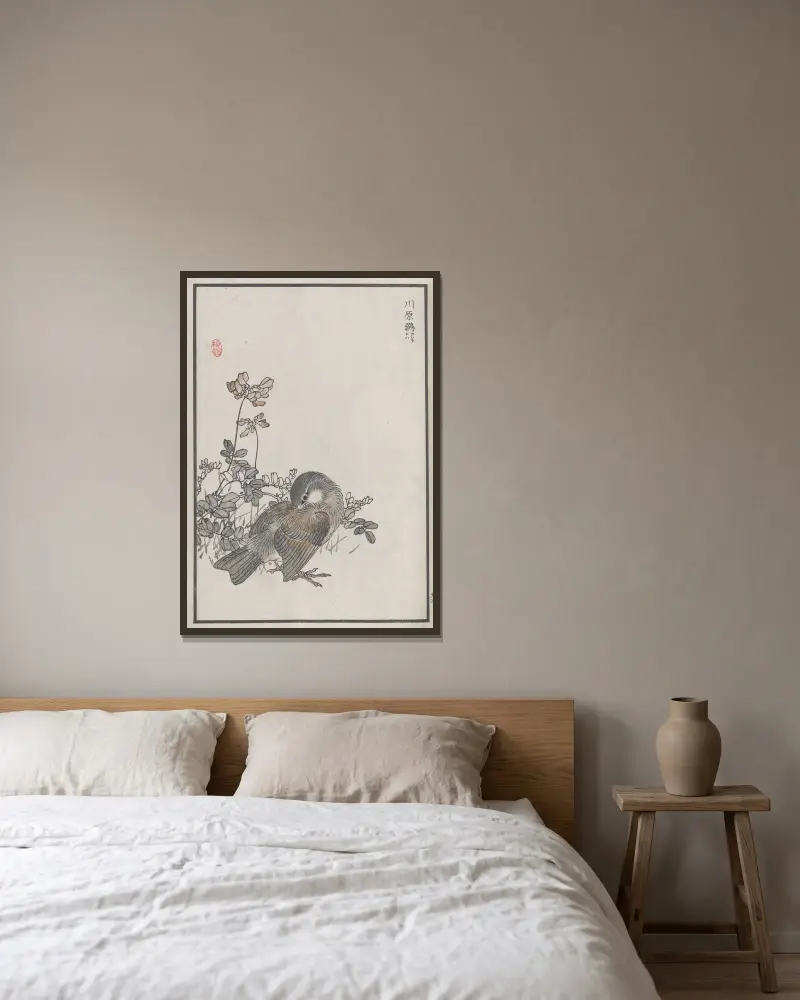 Bairei hyakuchō gafu. Ten Pl.05 von Kōno Bairei gerahmt an einer Wand