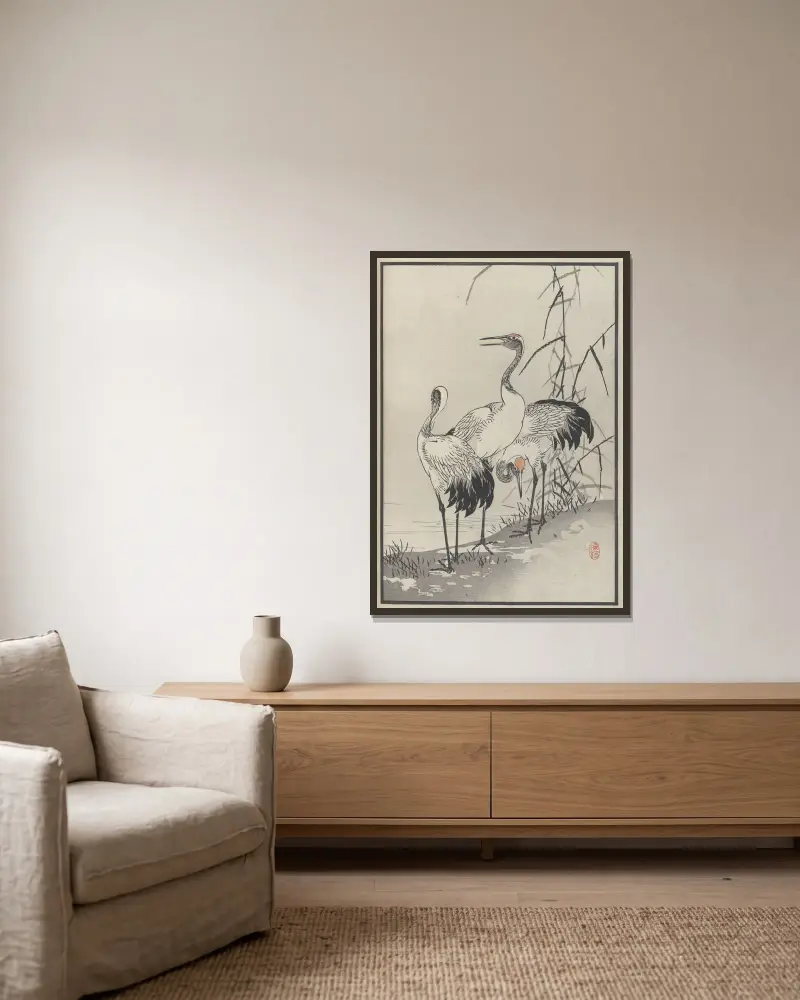 Bairei hyakuchō gafu. Ten Pl.08 von Kōno Bairei gerahmt an einer Wand