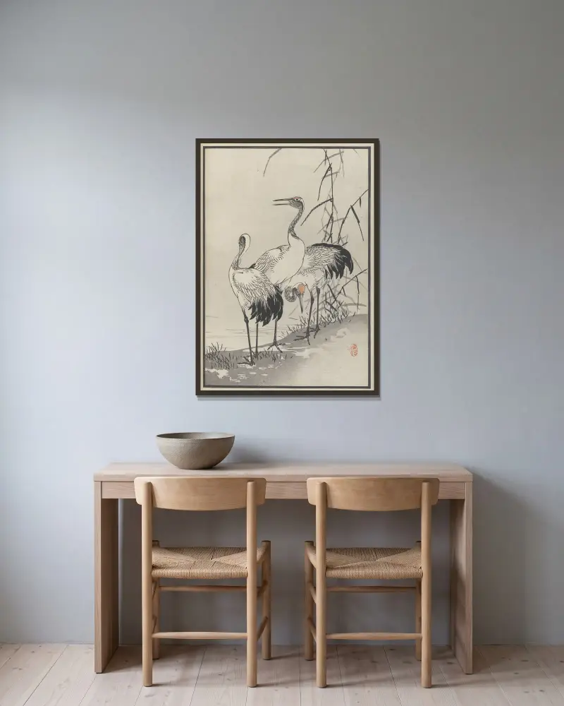 Bairei hyakuchō gafu. Ten Pl.08 von Kōno Bairei gerahmt an einer Wand