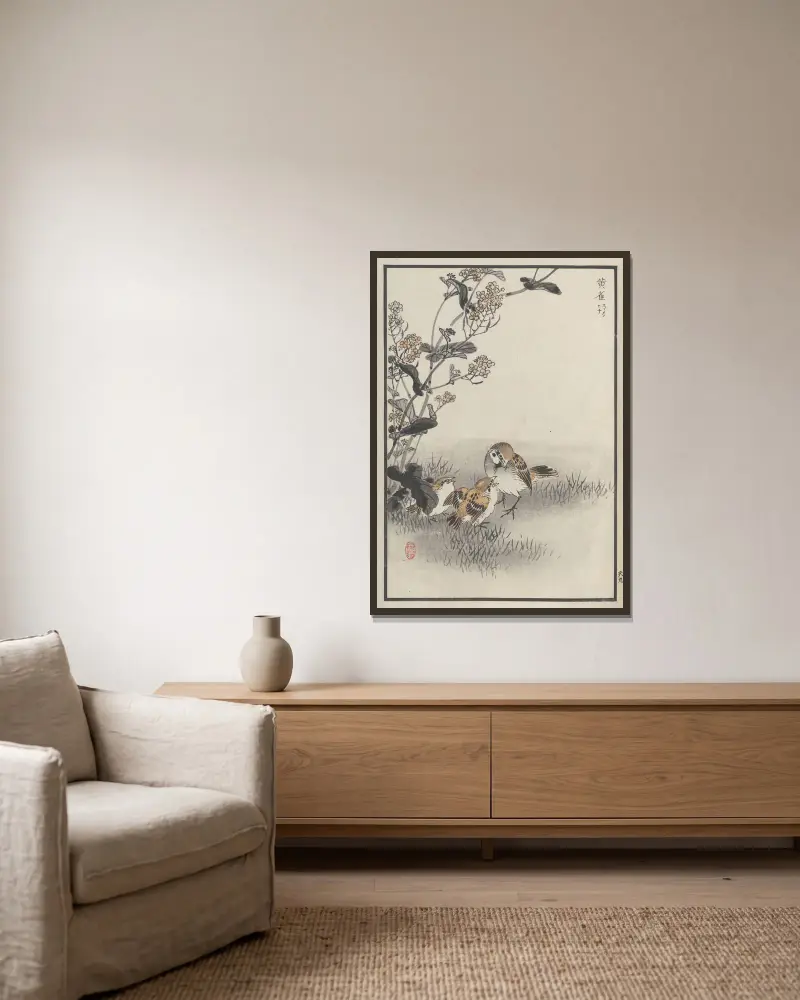 Bairei hyakuchō gafu. Ten Pl.17 von Kōno Bairei gerahmt an einer Wand