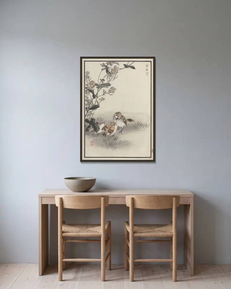Bairei hyakuchō gafu. Ten Pl.17 von Kōno Bairei gerahmt an einer Wand