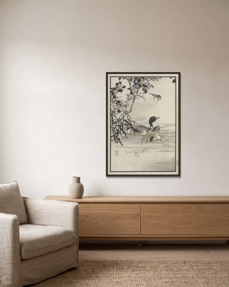 Bairei hyakuchō gafu. Ten Pl.25 von Kōno Bairei gerahmt an einer Wand
