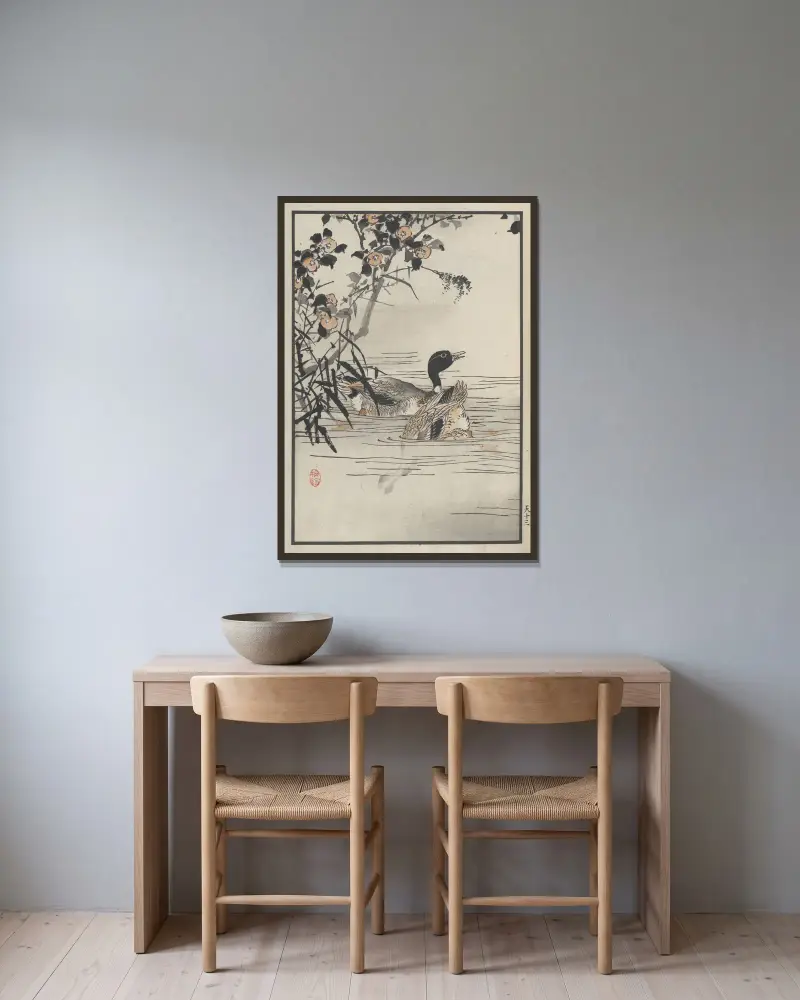 Bairei hyakuchō gafu. Ten Pl.25 von Kōno Bairei gerahmt an einer Wand