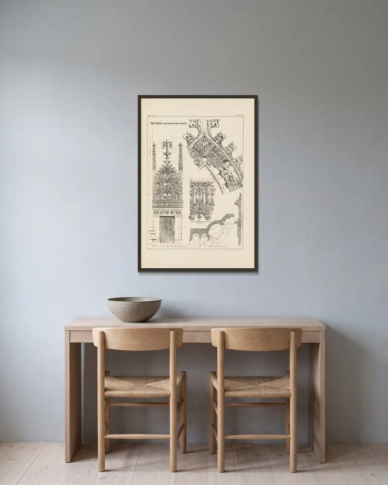 Milano. Katedralen. Interiör av dörröppning till sakristian, södra sidoskeppet av Richard Norman Shaw inramad på en vägg