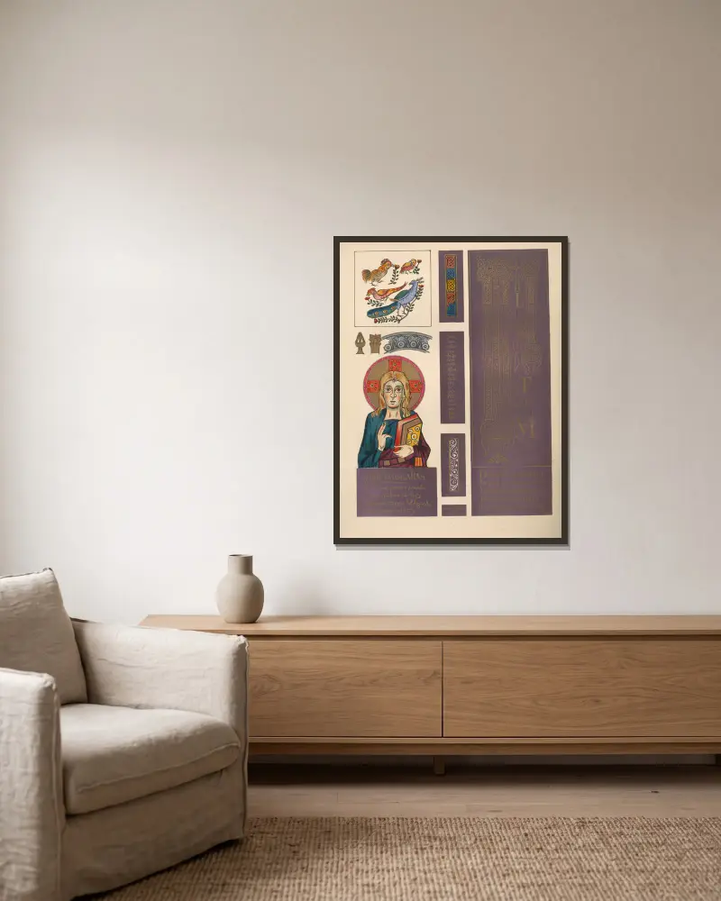 Das Evangelistar Karls des Großen von John Obadiah Westwood gerahmt an einer Wand