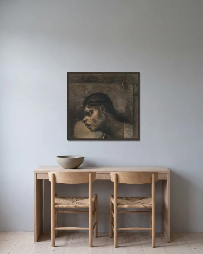 En man av folket av Odilon Redon inramad på en vägg