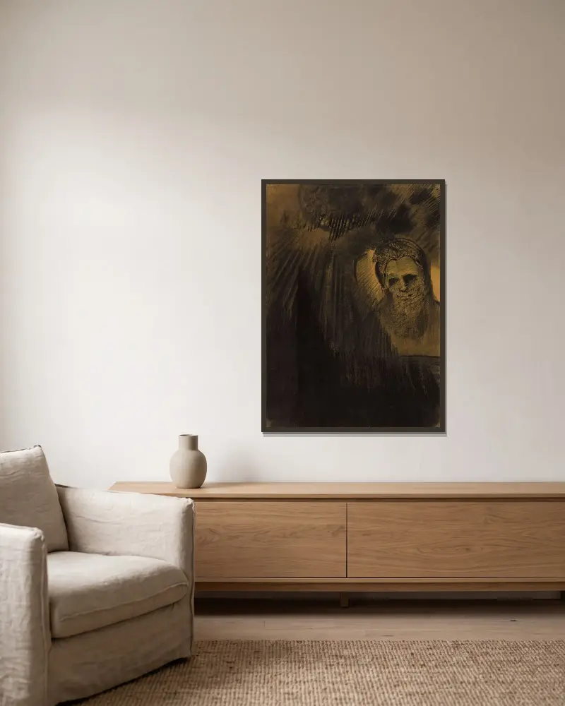 Apparition av Odilon Redon inramad på en vägg