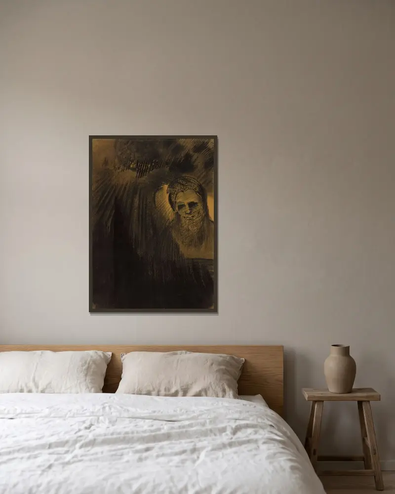 Apparition av Odilon Redon inramad på en vägg