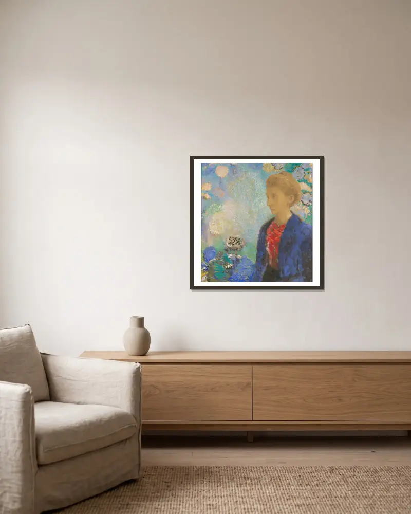Baronne de Domecy av Odilon Redon inramad på en vägg